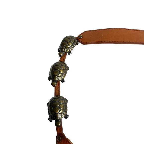 Vintage Liz Claiborne leather turtle concho belt Sz‎ S brown boho western - Picture 3 of 6